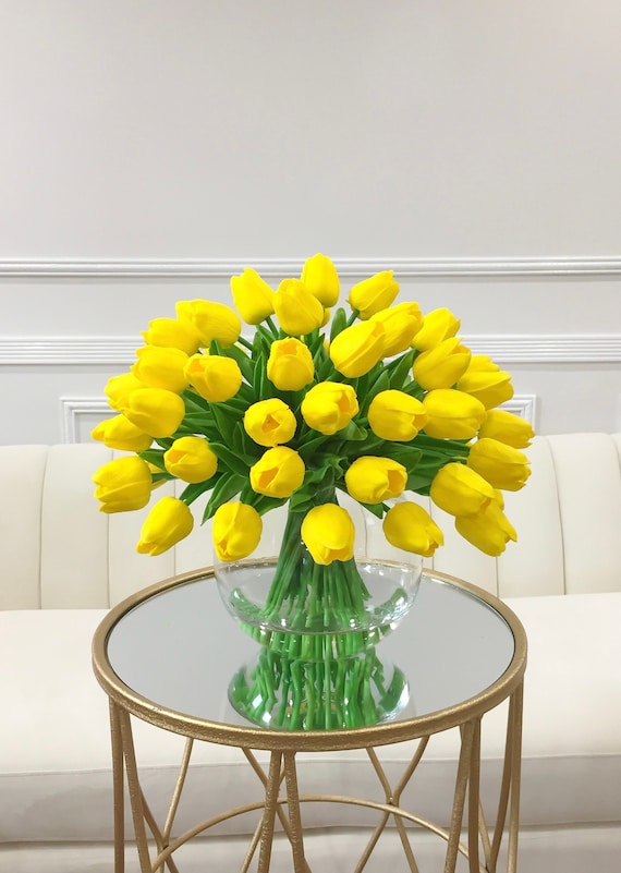 Real Touch Yellow Tulip Arrangement: French Country Centerpiece - Etsy