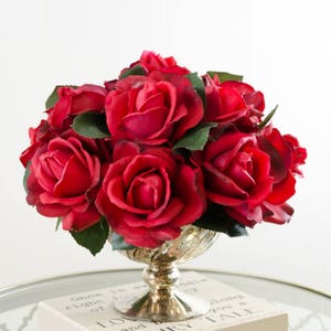 Red centerpiece -Large Real Touch Arrangement Red Rose-Holiday Centerpiece-Large Floral Arrangement Home Decor-Faux Floral Arrangement