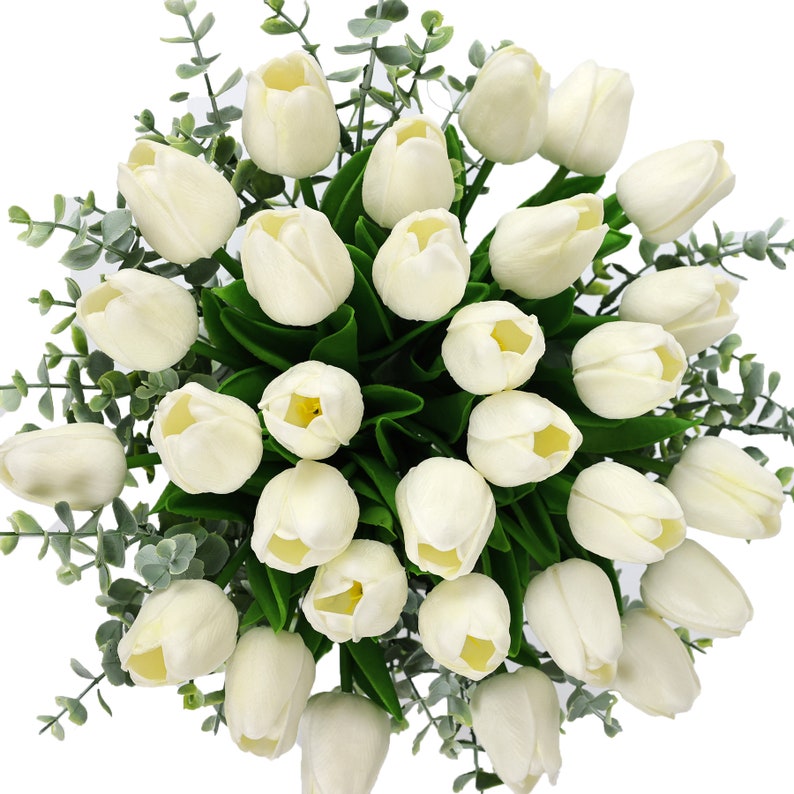 Real Touch Tulip Centerpiece, Spring Floral Arrangement, Tulips Flower Arrangement, Tulips Table Centerpiece, Modern Real Touch Arrangement image 8