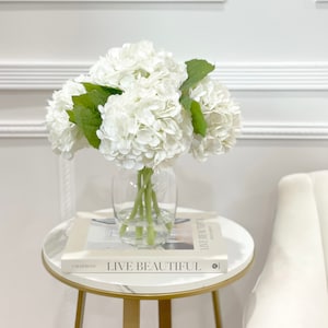 White Hydrangea Centerpiece-LARGE REAL TOUCH French Hydrangea Flower Arrangement-Table Floral Arrangement-Modern Farm House Arrangement