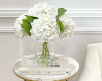 White Hydrangea Centerpiece-LARGE REAL TOUCH French Hydrangea Flower Arrangement-Table Floral Arrangement-Modern Farm House Arrangement