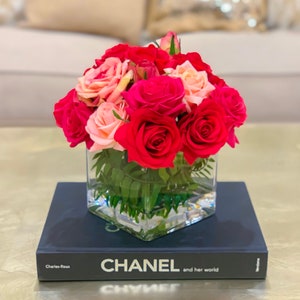 Everlasting Mixed Rose Arrangement Red Faux Floral Arrangement Real Touch Flowers