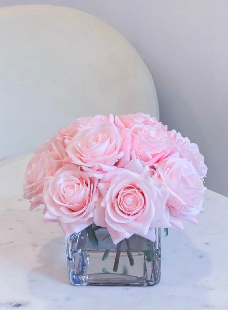 12 Real Touch Rose Arrangementreal Touch Flower Etsy