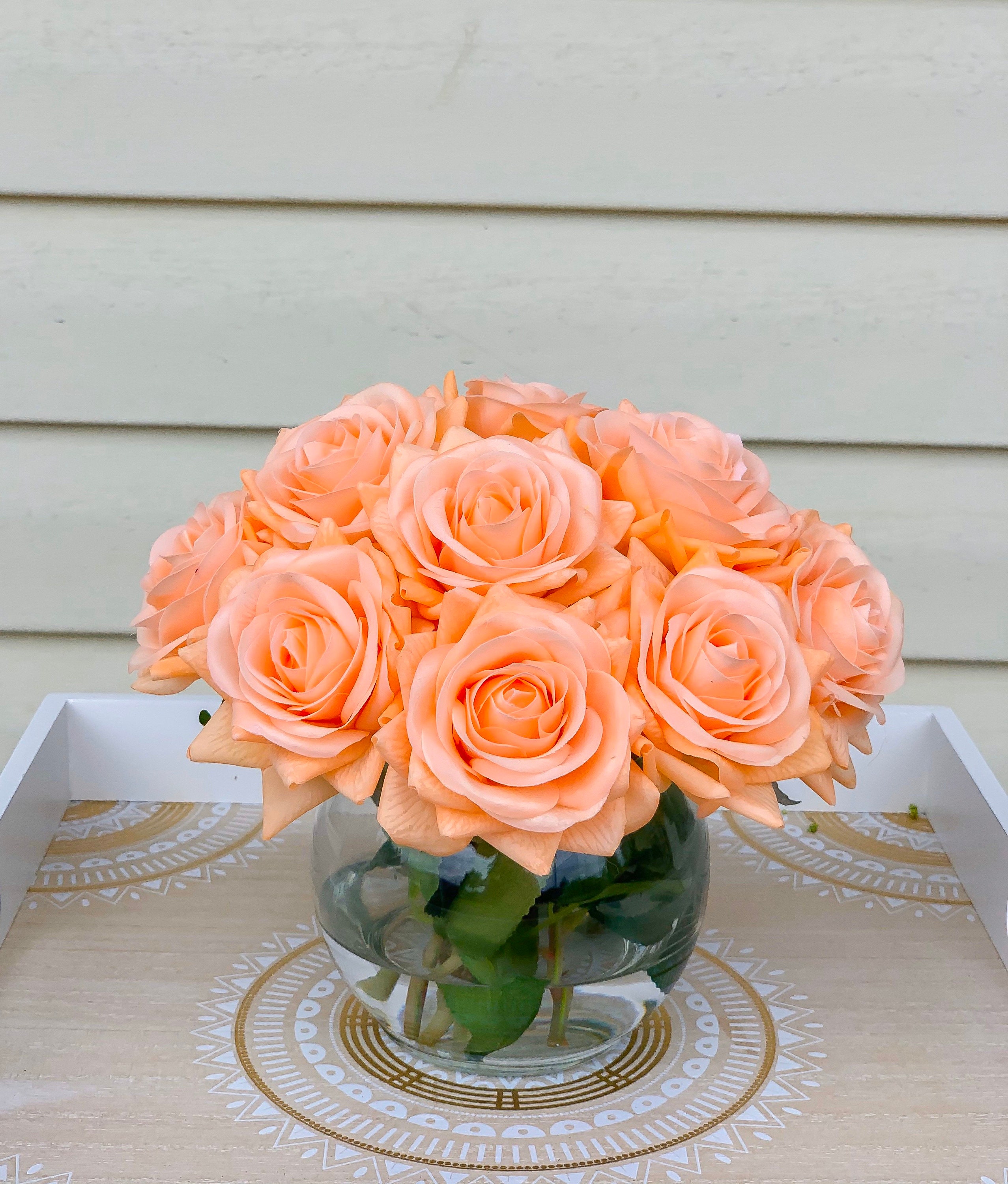 Real Touch Orange Roses Arrangementorange Real Touch Flower Etsy