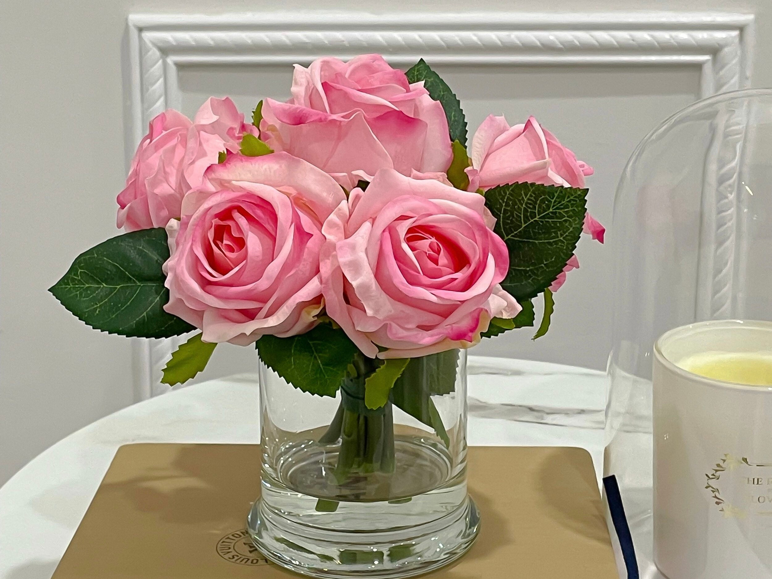 Royal Imports - Jarrón De Cristal Con Flores, Centro De Mesa Decorativo