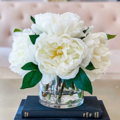 Large Peony Centerpiecefaux Peony Arrangementreal Touch Etsy