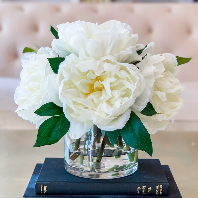 Large Peony Centerpiecefaux Peony Arrangementreal Touch Etsy