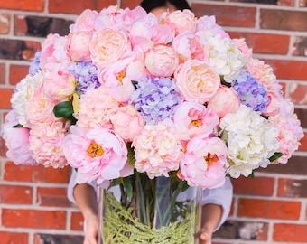 XXXL Pink Peony & Hydrangea Faux Flower Arrangement