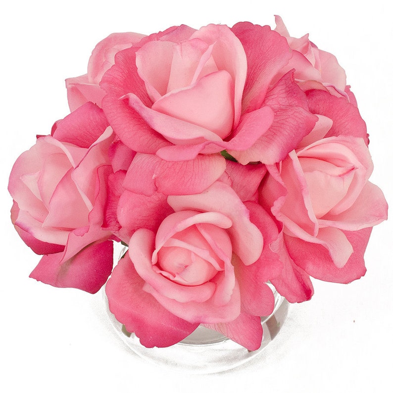 Real Touch Artificial Rose Arrangement with Faux Pink Roses Etsy