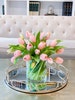 Pink Tulip Arrangement, Real Touch Tulip Centerpiece, Faux Tulip Flower Arrangement Vase, Real Touch Tulips Centerpiece for Home Decor Table 