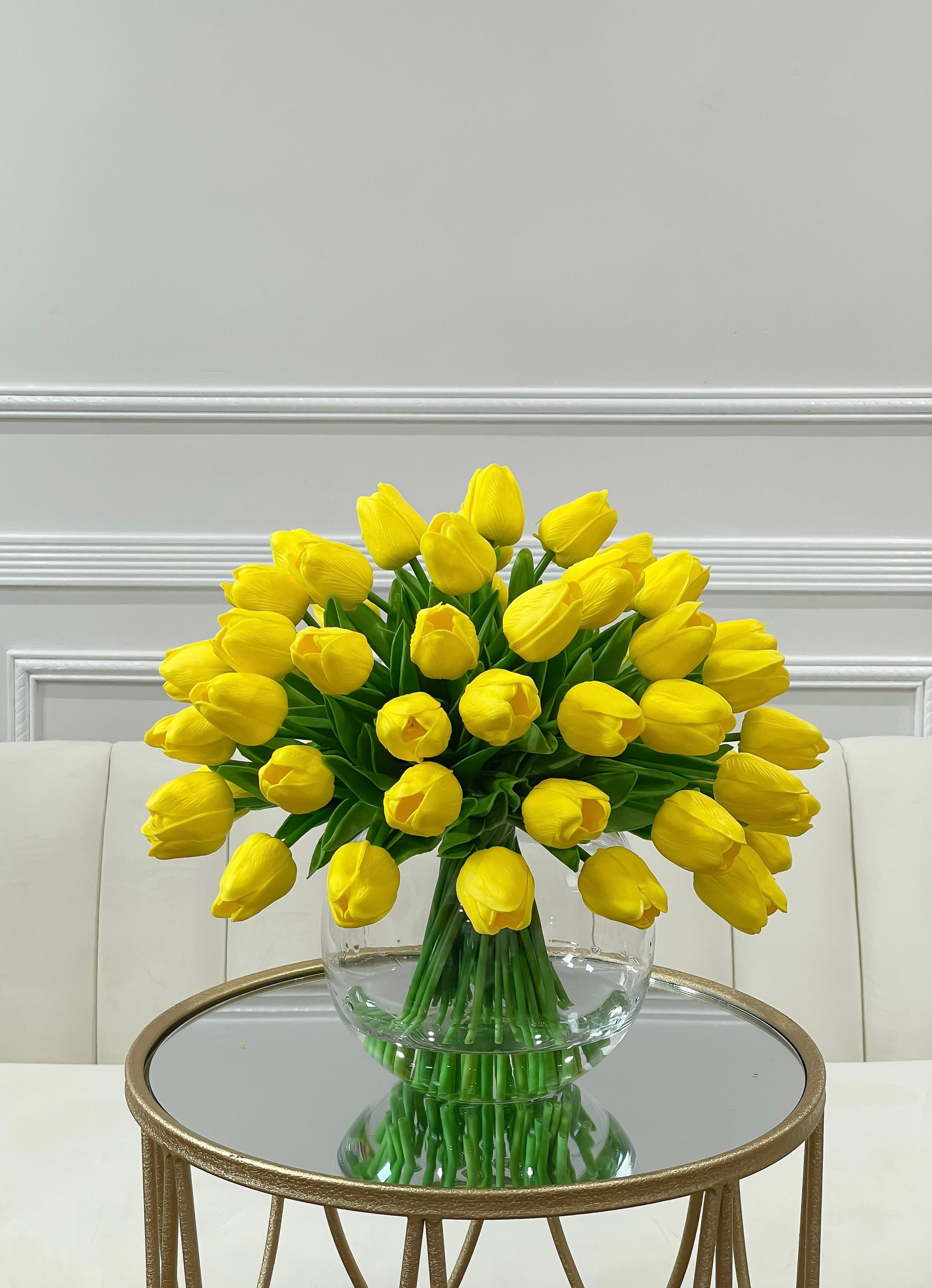 Real Touch Yellow Tulip Arrangement: French Country Centerpiece - Etsy