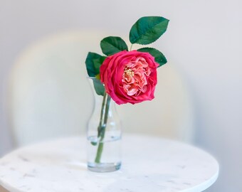 Large Real Touch English Rose Arrangement-Artificial Flower Arrangement-Faux Flower-Silk Flower-Coffee Table Arrangement-Magenta Roses