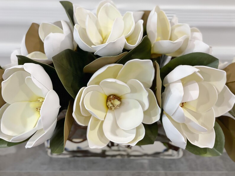 White Magnolia Arrangementfaux Floral Arrangementlarge Real Etsy