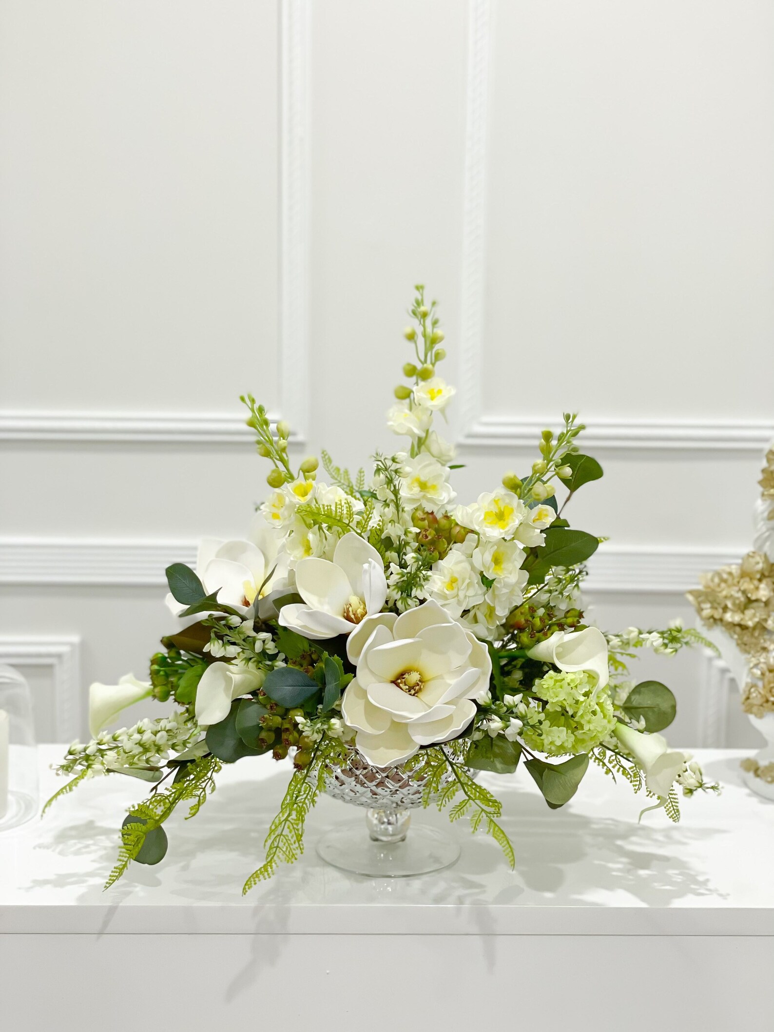 Large Real Touch Silk Magnolia Floral Arrangementlong Table Etsy