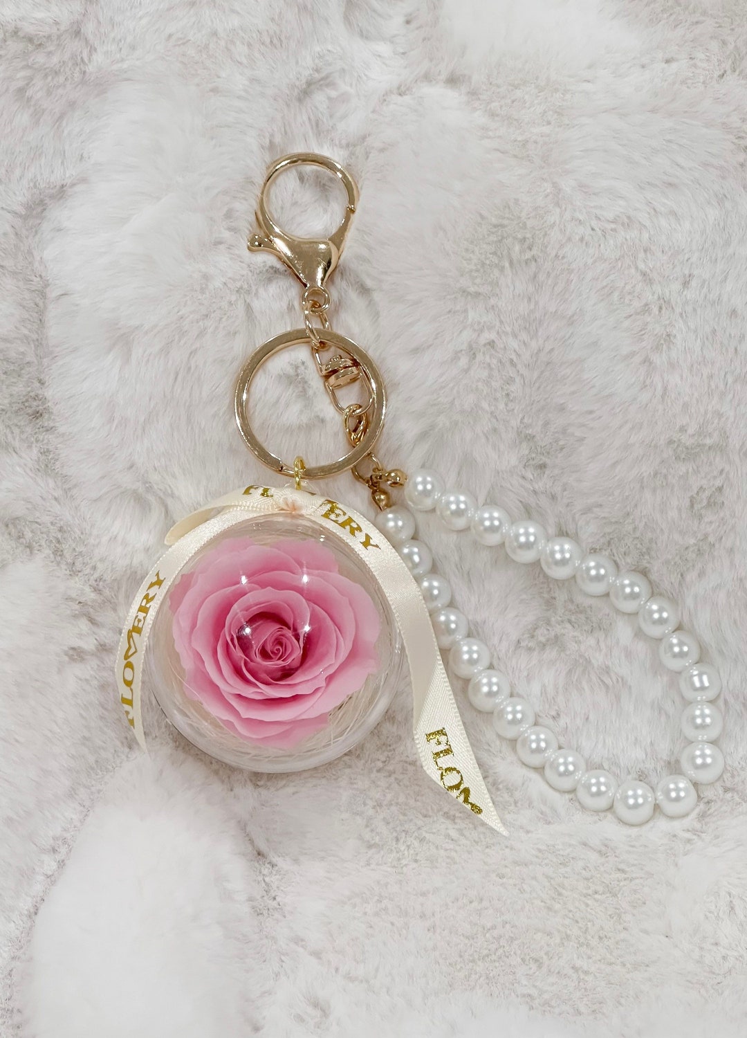Preserved rose keychain deals