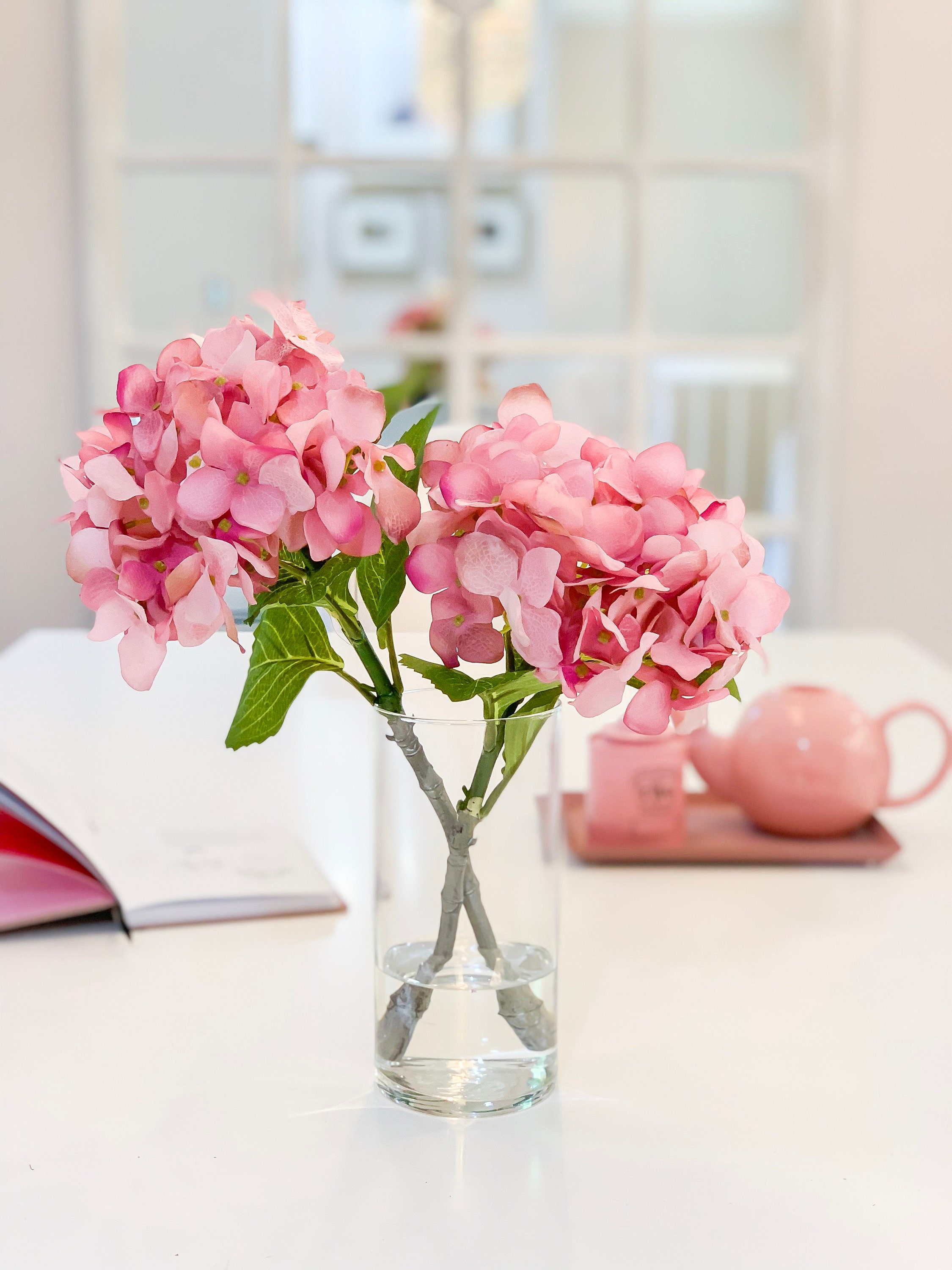 Floral Arrangements REAL TOUCH Hydrangea Flower ArrangementBlush Pink