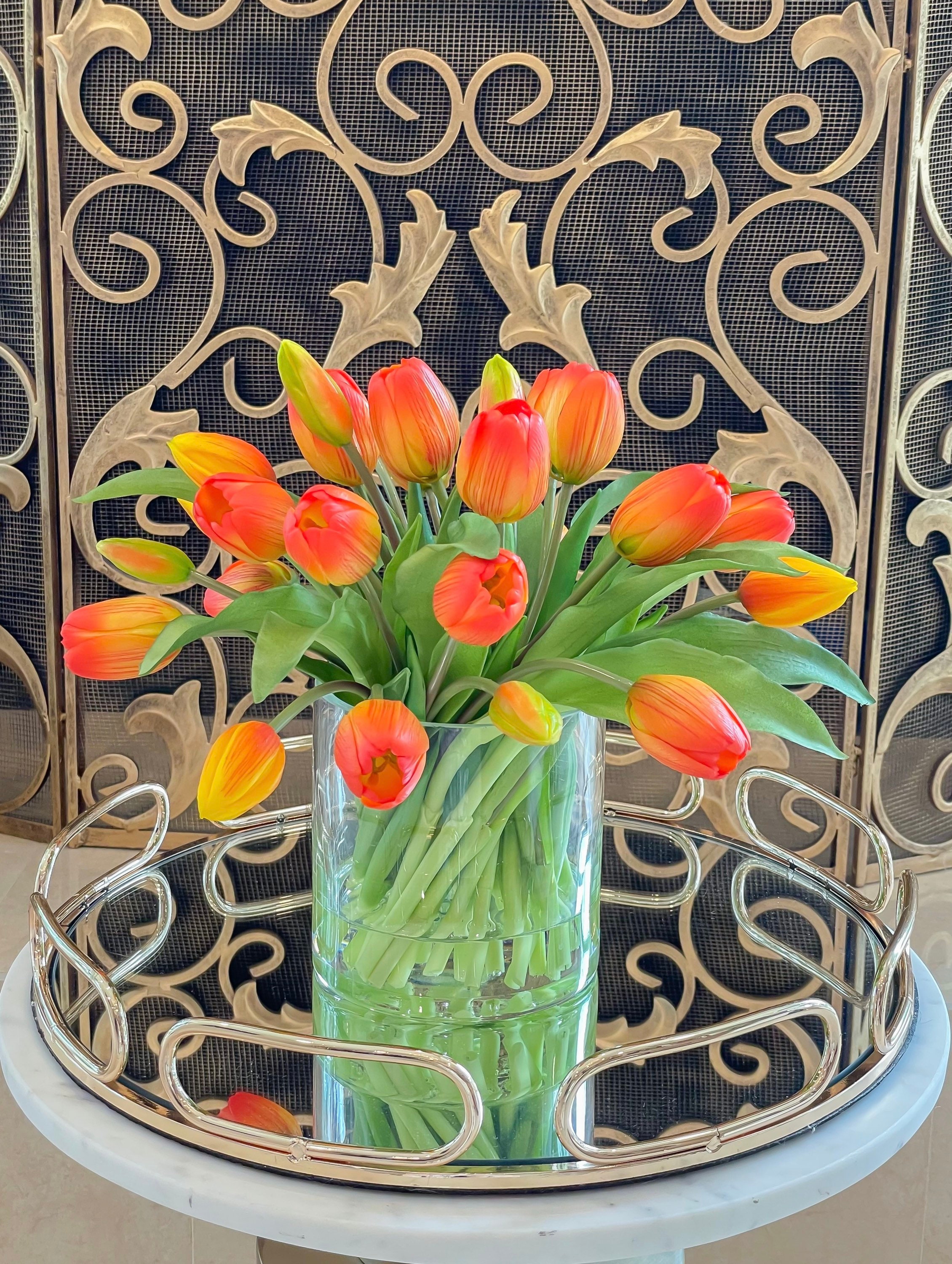 Orange Tulip CenterpieceFaux Orange ArrangementFaux Orange Etsy