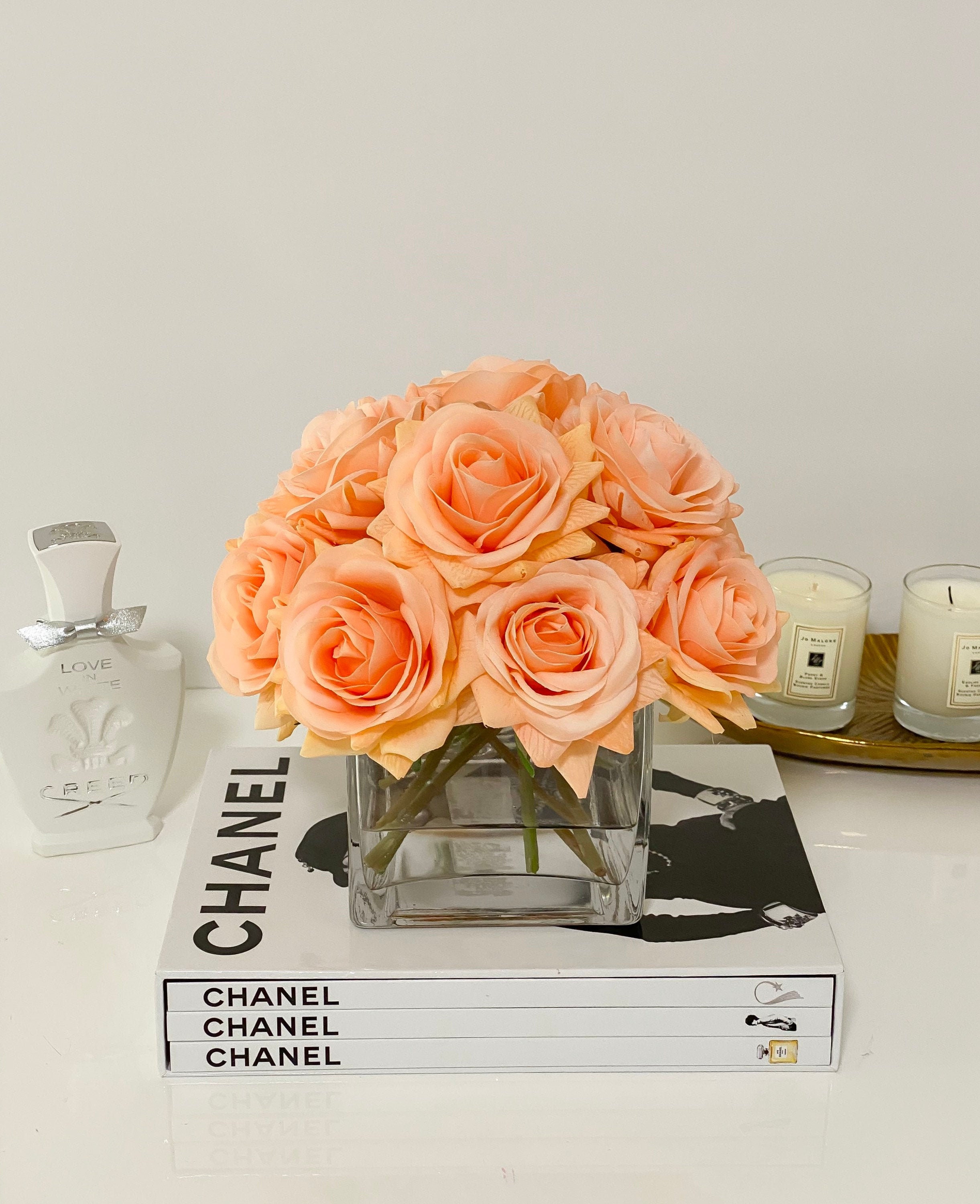 Real Touch Rose Arrangementsilk Floral Etsy