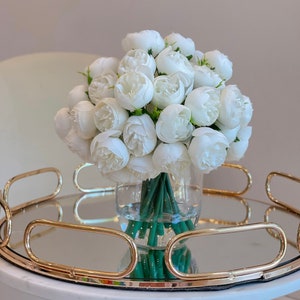 White Peony Arrangement-54 Silk Small Peonies Arrangement-Artificial Faux Centerpiece-Silk Flowers Arrangement-Home Decor Modern Arrangement image 6