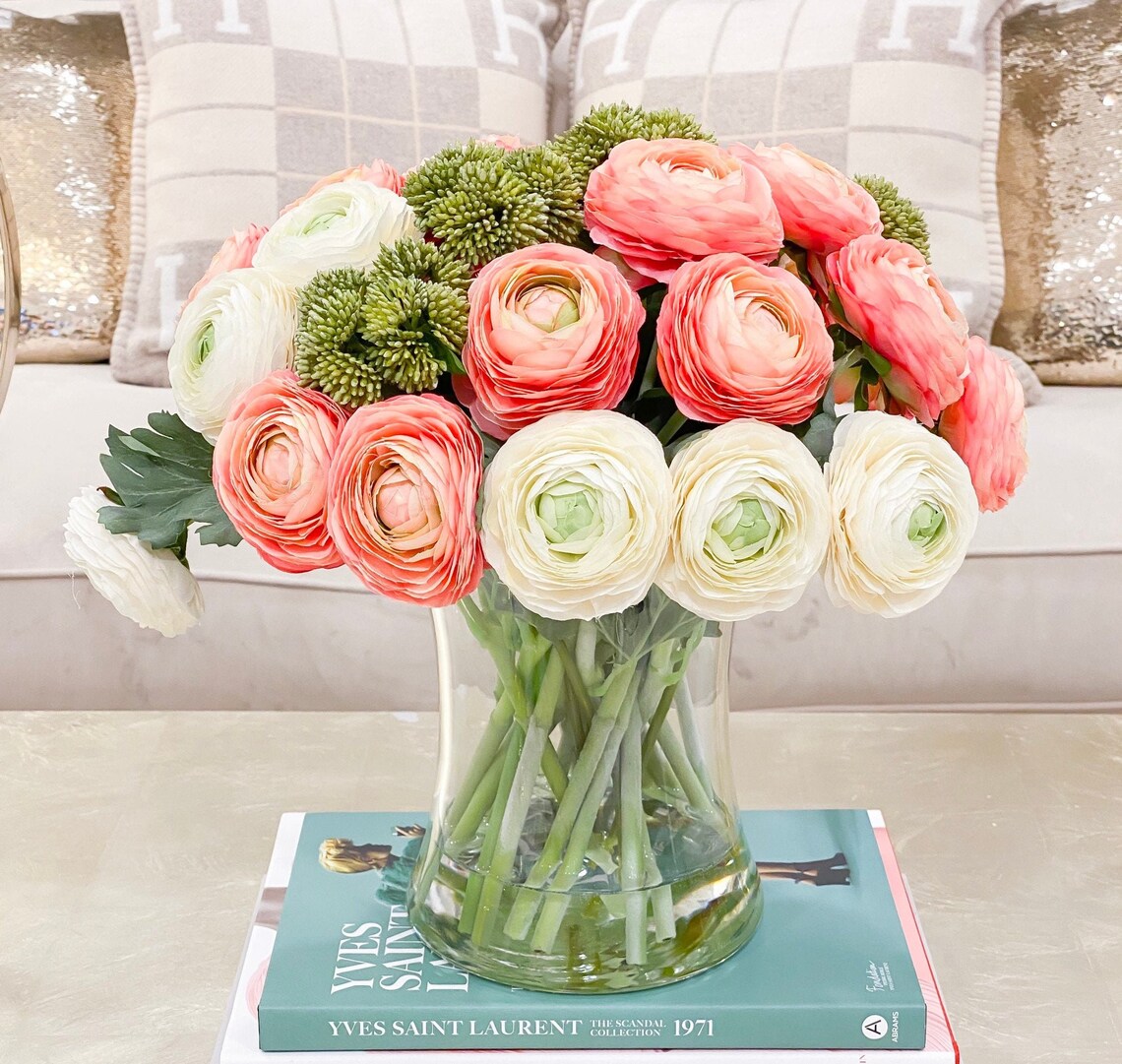Large Premium Finest Artificial Ranunculus Arrangement Etsy