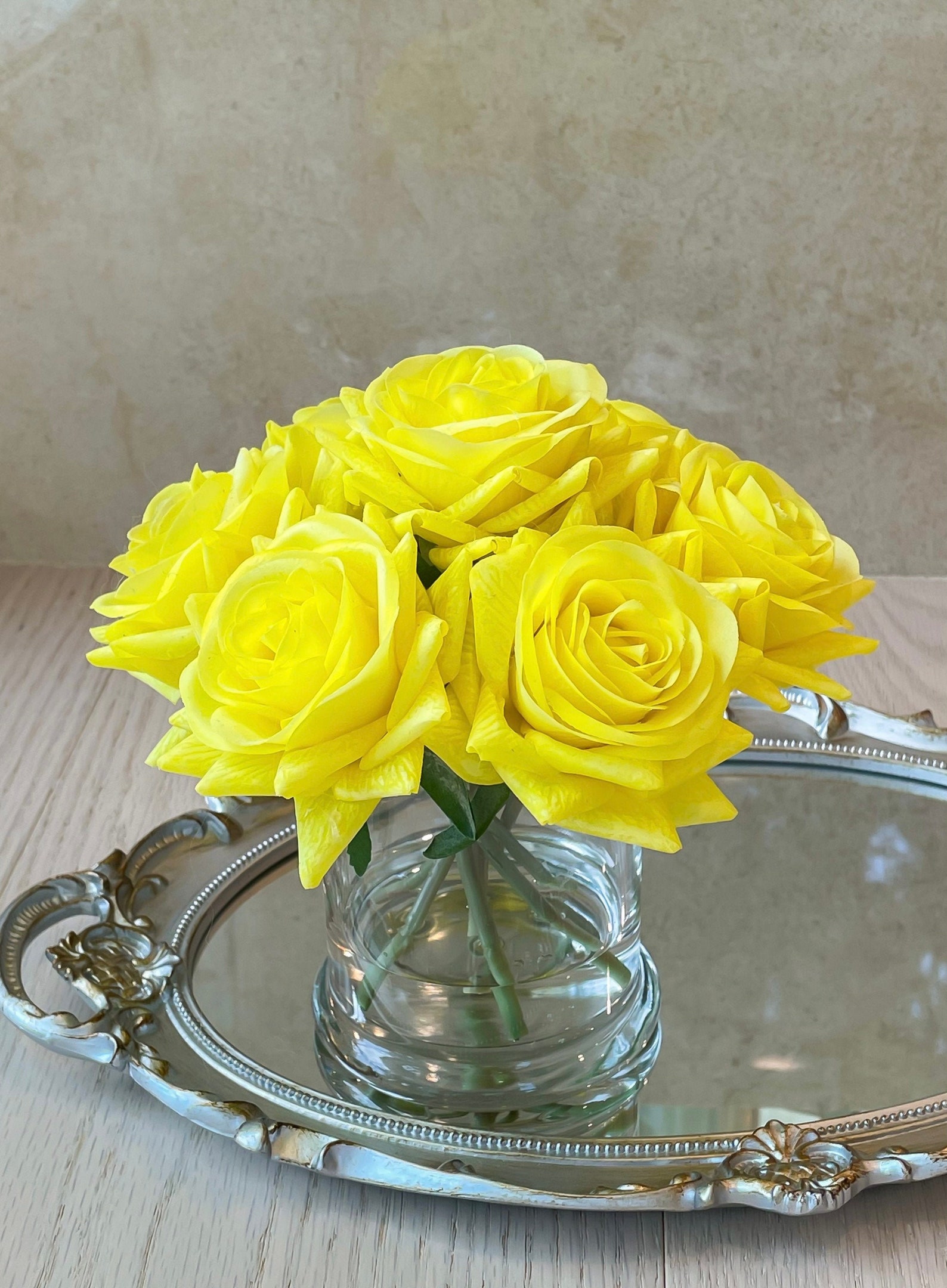 REAL TOUCH Yellow Flower Arrangementrose Floral Etsy