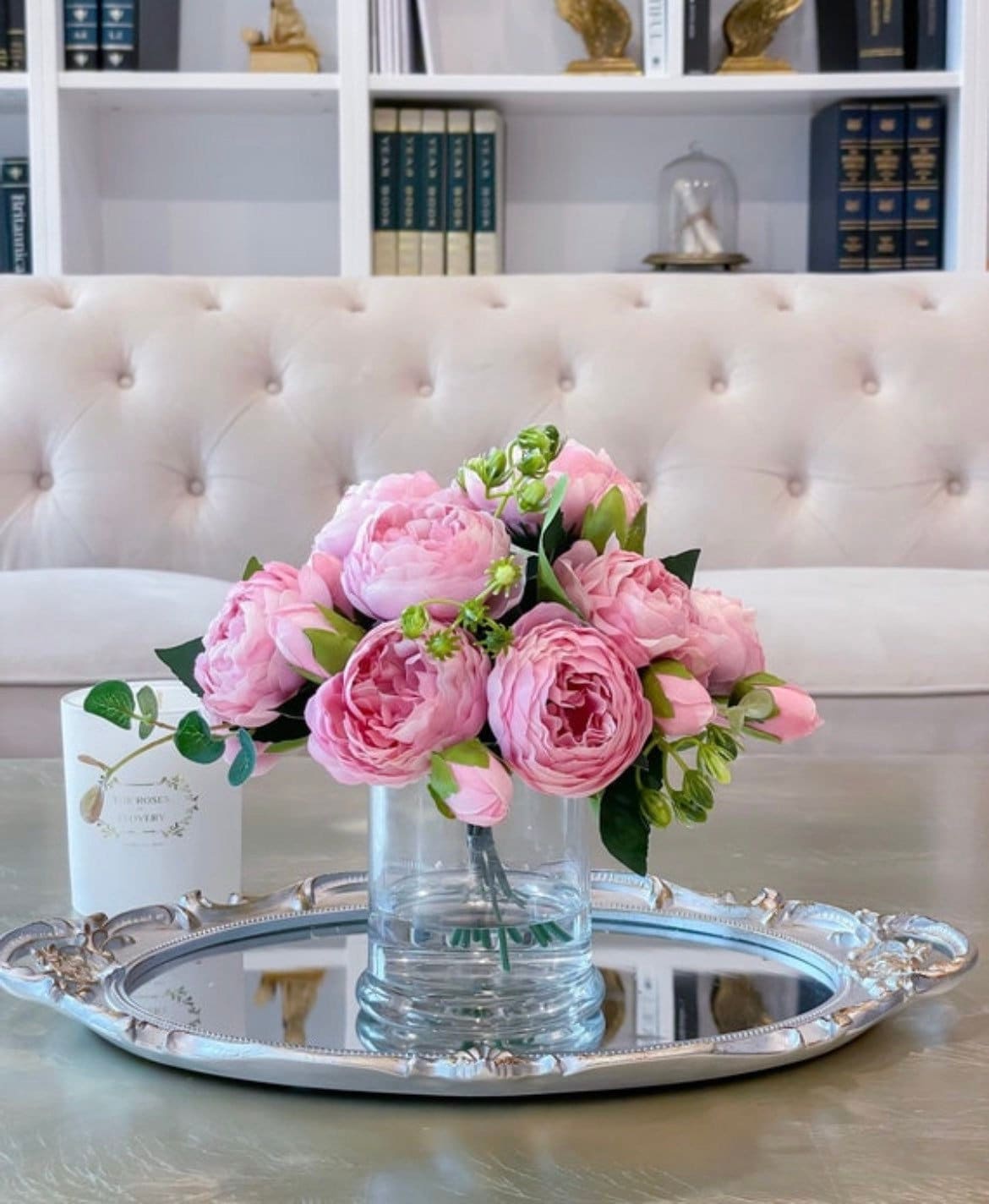 Hollyone Mazzo Di Fiori Finti Arancione Scuro Con Rose, Ortensie E Peonie In Vaso - Decorazione Casa Elegante Che Non Sfiorisce Mai - 5