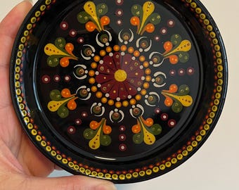 6" Hand-Painted Mandala Trinket Dish | 6" Terra Cotta Jewelry Tray | Boho Dot Art Catchall