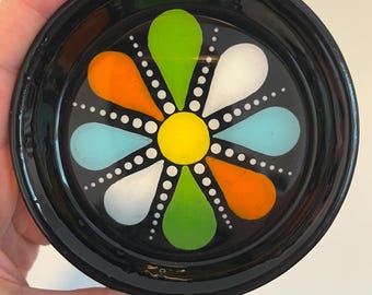 4" Hand-Painted Mandala Trinket Dish | 4" Terra Cotta Jewelry Tray | Boho Dot Art Catchall