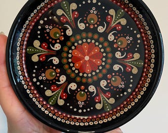6" Hand-Painted Mandala Trinket Dish | 6" Terra Cotta Jewelry Tray | Boho Dot Art Catchall