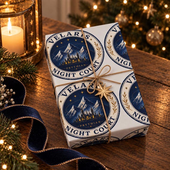 ACOTAR Velaris Wrapping Paper | Postage Stamp Pattern | Multiple Lengths