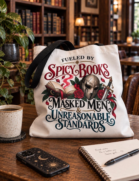 Masked Men Tote Bag, Spicy Books Romantasy Reader Gift