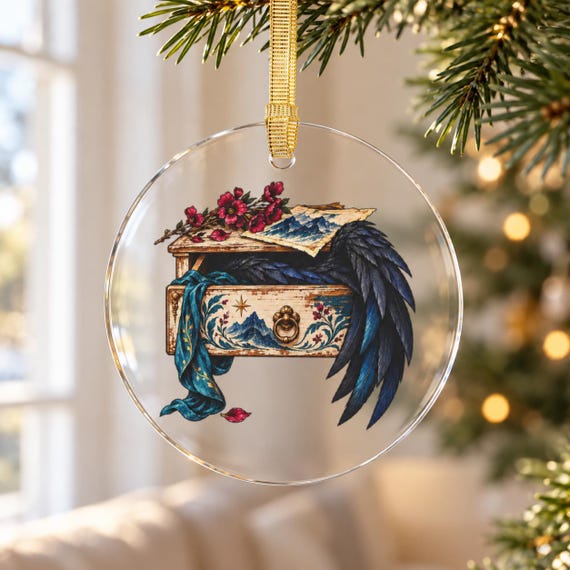 ACOTAR Inspired Christmas Ornament, Clear Round Painted Dresser Ornament, Night Court Bookish Gift for Fantasy Readers