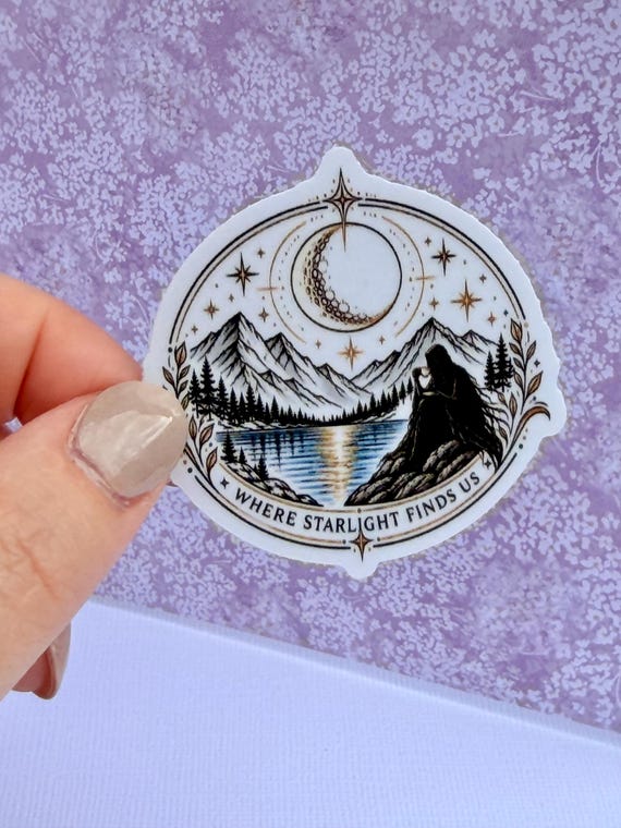 Where Starlight Finds Us Fantasy Sticker, Night Court Inspired, Moonlit Mountain Scene
