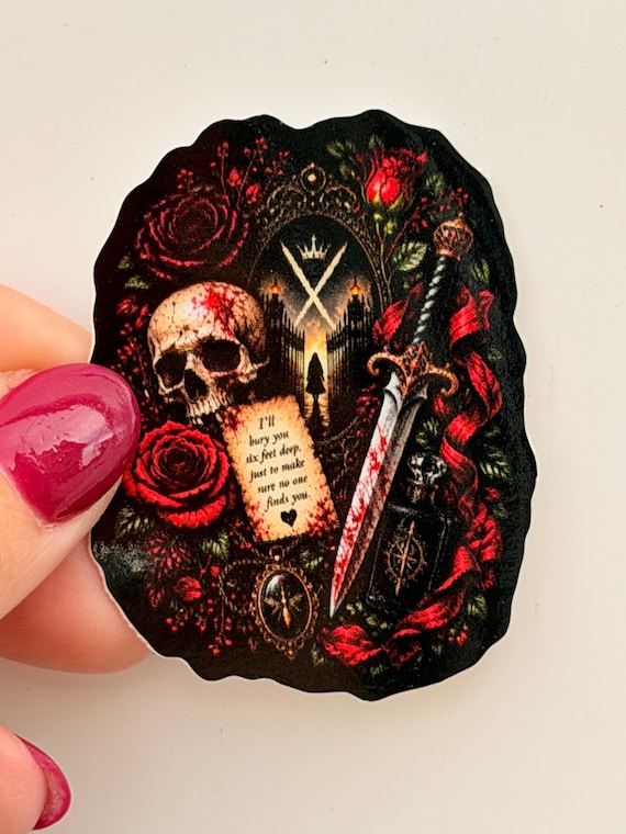 Dark Romance Skull & Dagger Sticker, Gothic Book Lover Gift, Spicy Romance Reader Decal