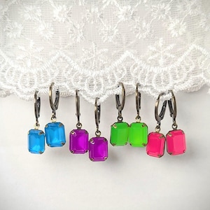 Neon Drop Earrings: Bright Rave Jewelry, Hypoallergenic