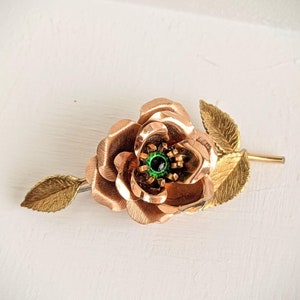 Copper Rose Brooch: Green Eyeball Lover&#39;s Eye Costume Jewelry