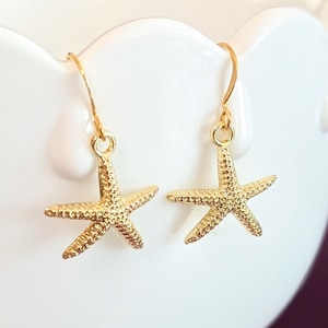 Small Starfish Earrings: Gold Plated, Hypoallergenic Sea Jewelry
