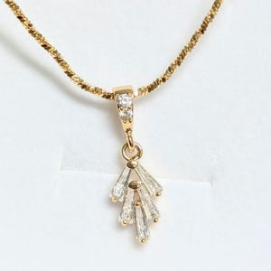 Art Deco Baguette Bridal Necklace: Gold Plated Cubic Zirconia