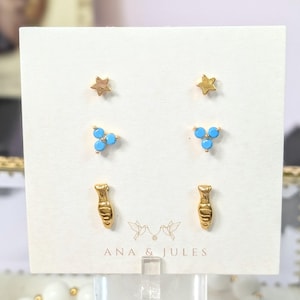 Tiny Gold-Plated Stud Earring Set: Minimalist Summer Jewelry
