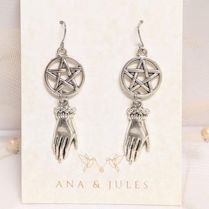 Pentagram Halloween Earrings, Silver Earrings, Pentagram, Star, Gift for her Women Teens Girls