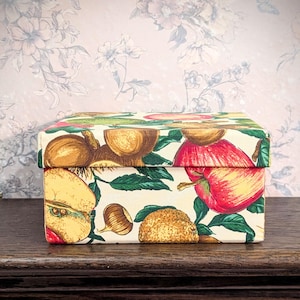 Vintage Faux Fruit In Fabric Covered Storage Box, Realistic, Lightweight, Faux Fruit, Craft Supplies, Floral Supplies