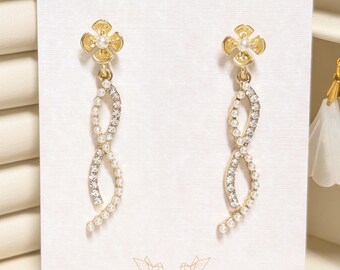 Faux Pearl Rhinestone Earrings; Bridal Earrings