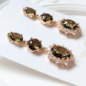 Chunky Olive Statement Earrings: Green Wedding - Bridal Jewelry