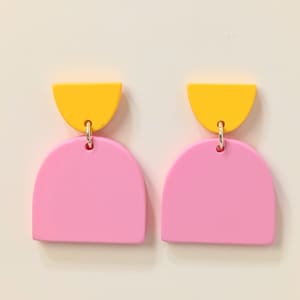Color Block Acrylic Earrings: Retro Geometric Stainless Steel Posts