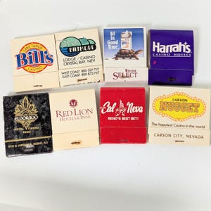 Vintage Hand Picked Lot of 8 Matchbooks Collection Lot, Hotel, Travel, Restaurants, Casino