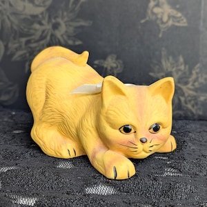Vintage Playful Orange Tabby Cat Figurine, Cute Orange Kitten, Collectible, Figurine, Gift for Cat Lover