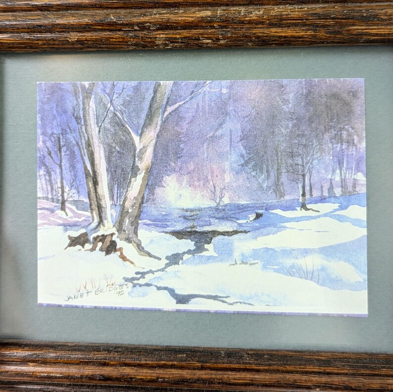 Vintage//small Winter Watercolor Paintings, Love Birds, Canadian Geese