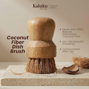 カルク ディッシュバー ココナッツファイバー食器洗いブラシ | 家庭用、天然木製たわし、プラスチックフリーのキッチンクリーナー | 新築祝い、母の日