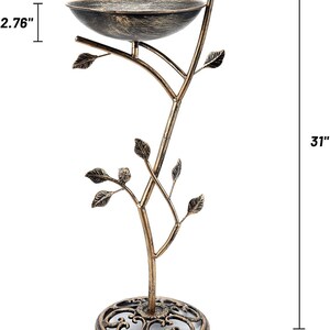 Baño para pájaros con pedestal de hierro fundido, decoración vintage de metal para jardín y patio, oasis para pájaros en el patio exterior. imagen 2