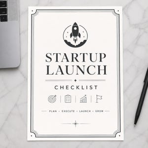 Startup Launch Checklist Printable, Founder Accountability Tracker, Business Milestone Planner, Execution Roadmap, Progress Monitor